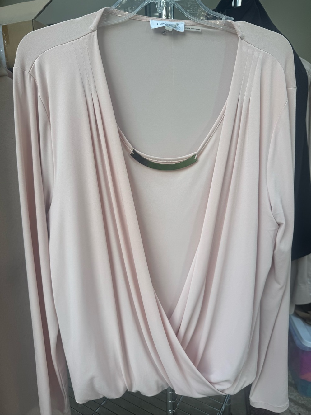 Calvin Klein Light Blush Pink Shell Top with Subtle Shine
